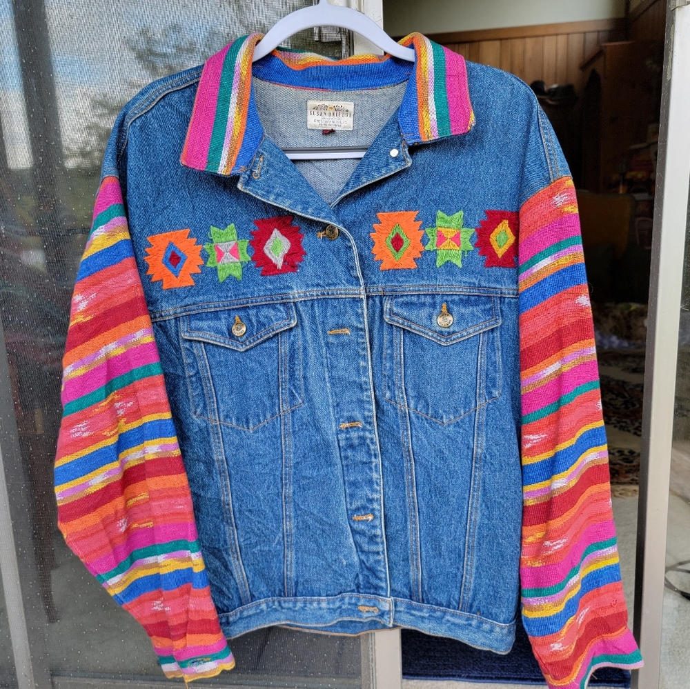Embroidered Vintage Aztec Jean Jacket